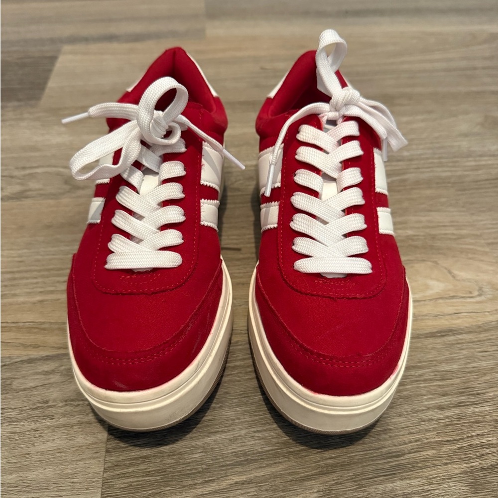 Red and White Sneakers
